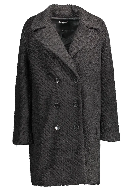 Desigual Chic Wool-Blend  Coat with Signature Women's Accents