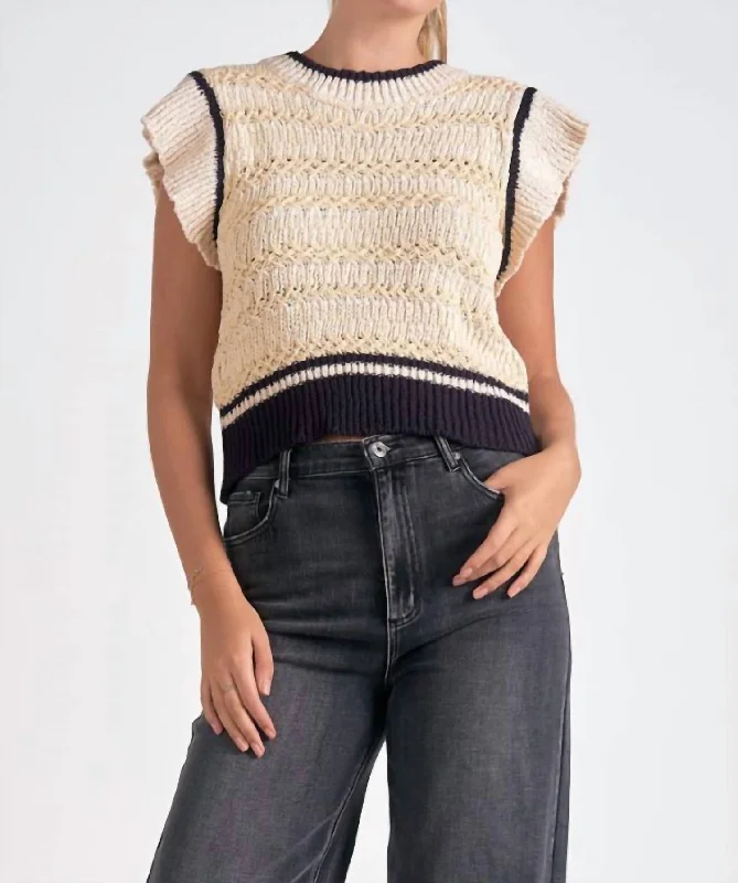 Abby Sweater In Beige Blue