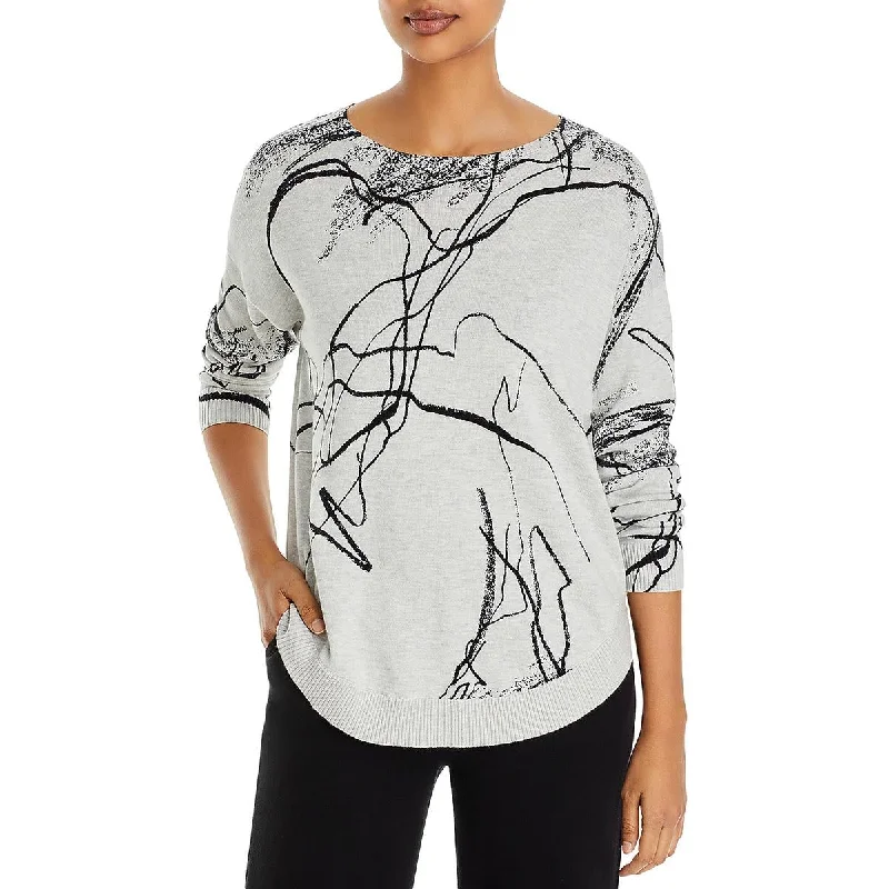 &BASICS Womens Printed Crewneck Pullover Sweater