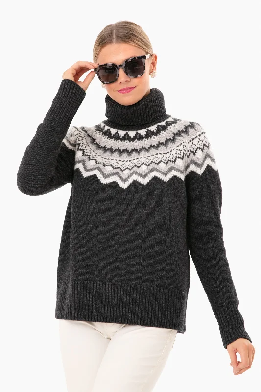 Charcoal Fair Isle Aurora Turtleneck Sweater