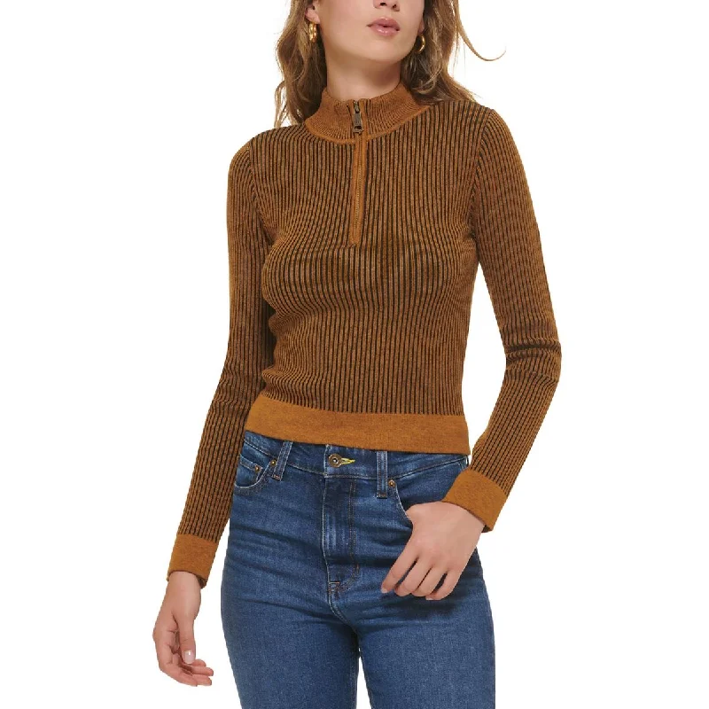 DKNY Jeans Womens Ribbed Cotton Pullover Sweater