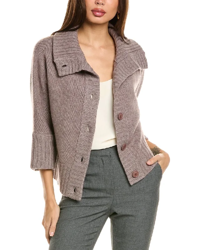 Forte Cashmere Crop Cowl Wool & Cashmere-Blend Cardigan