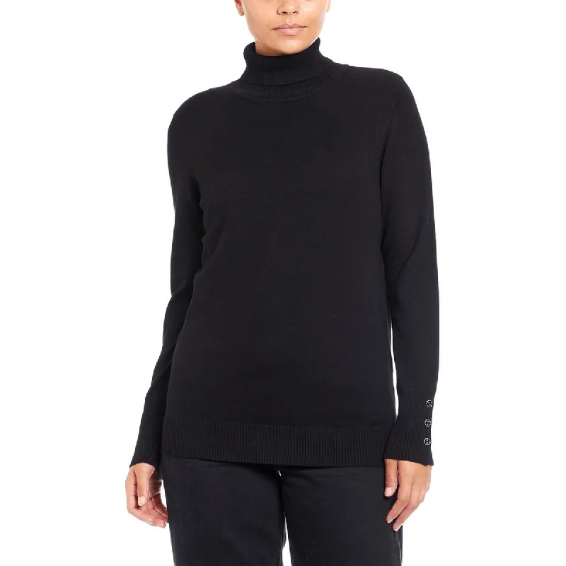 Joseph A. Womens Button Cuff Long Sleeve Turtleneck Sweater