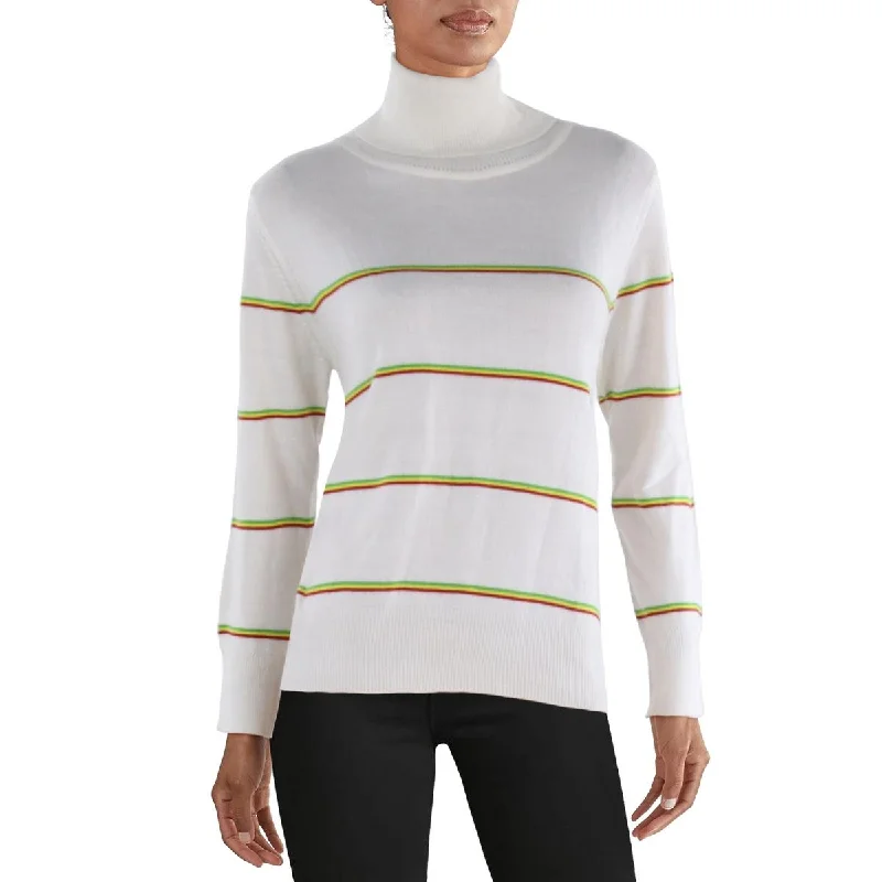 Madeleine Thompson Womens Ribbed Trim Long Sleeve Turtleneck Sweater