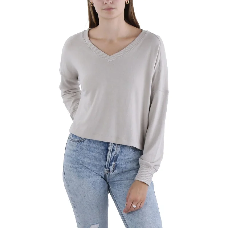 Michael Stars Womens V-Neck Ribbed Trim Pullover Sweater