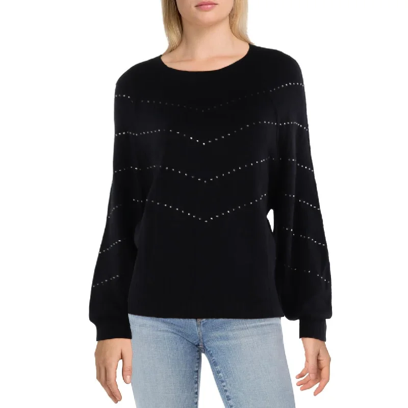 Nic + Zoe Womens Shooting Stars Knit Embellished Pullover Sweater