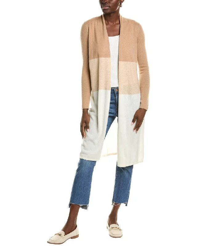 sofiacashmere Colorblocked Drape Cashmere Cardigan