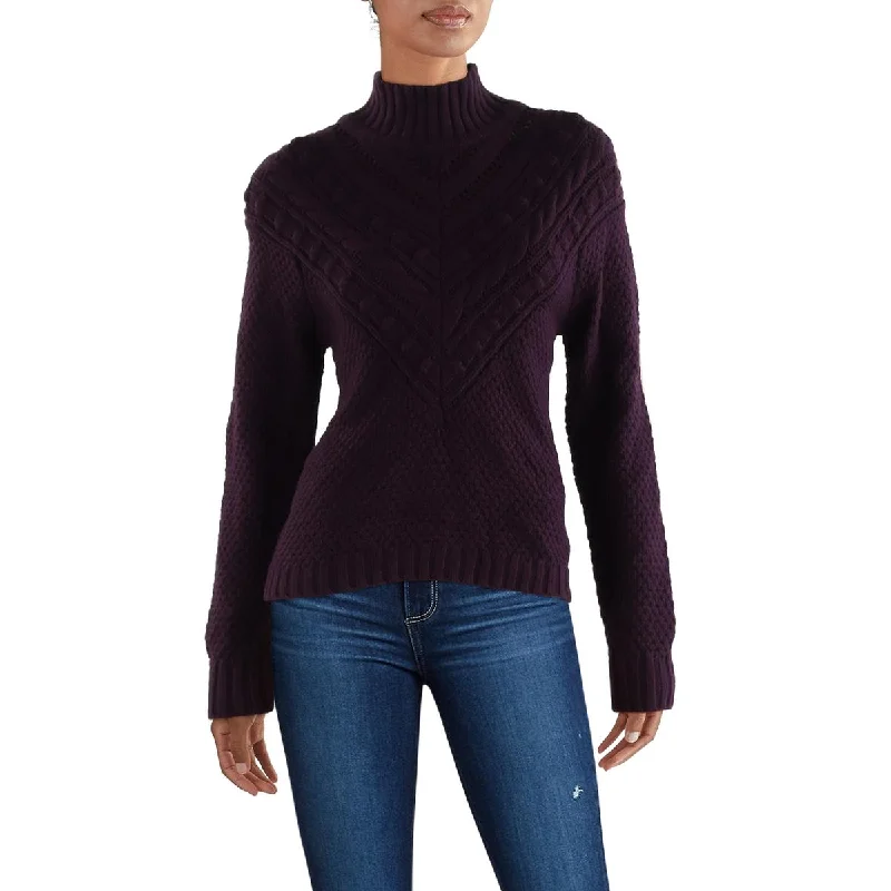 Splendid Womens Maggie Wool Blend Cable Knit Turtleneck Sweater