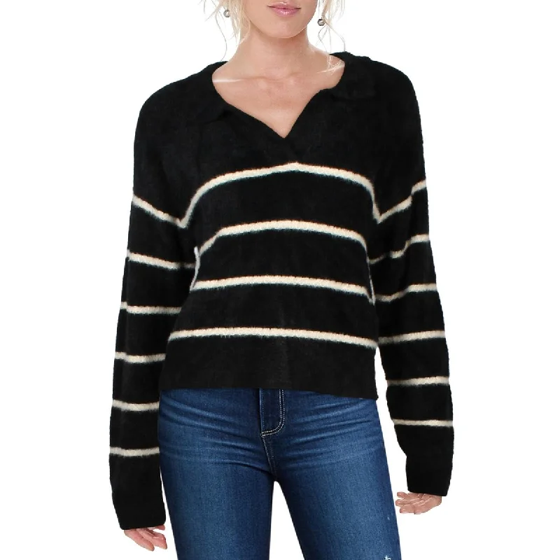 Z Supply Womens Monique Fleece Striped Pullover Sweater