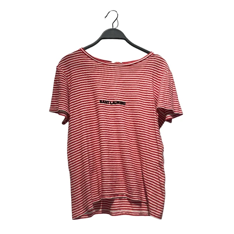 SAINT LAURENT/T-Shirt/L/Stripe/Cotton/RED/