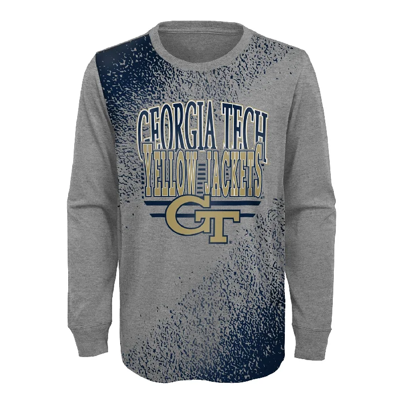 Youth Georgia Tech Yellow Jackets Half Time Grey Long Sleeve T-Shirt