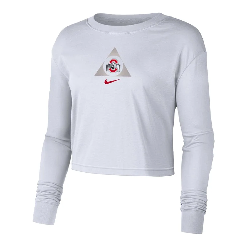 Ladies Ohio State Buckeyes Nike Triangle Crop Long Sleeve