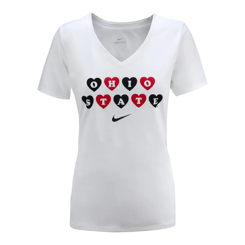 Ladies Ohio State Buckeyes Nike V-Neck Hearts Short Sleeve