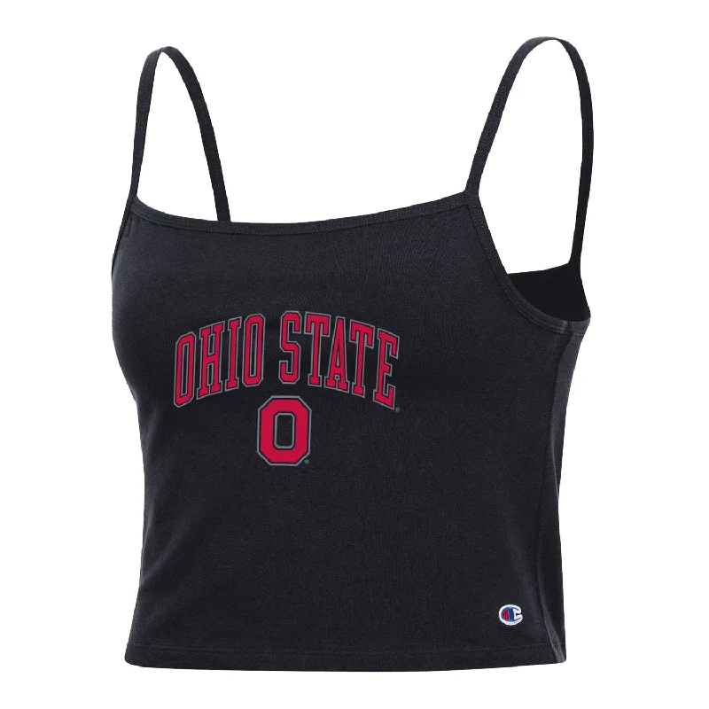 Ladies Ohio State Buckeyes Black Cropped Cami