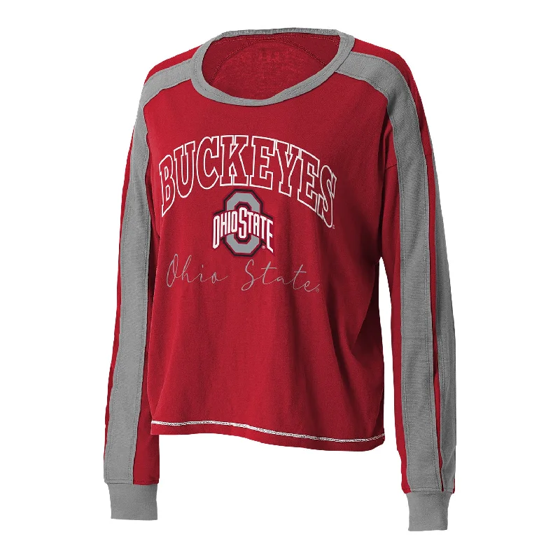 Ladies WEAR by Erin Andrews Ohio State Buckeyes Colorblock Raglan Long Sleeve