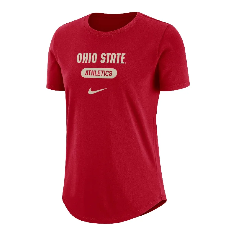 Ladies Ohio State Buckeyes Nike University Crew Scarlet T-Shirt