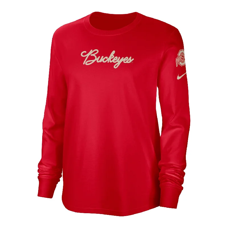 Ladies Ohio State Buckeyes Nike Letterman Crew Scarlet Long Sleeve