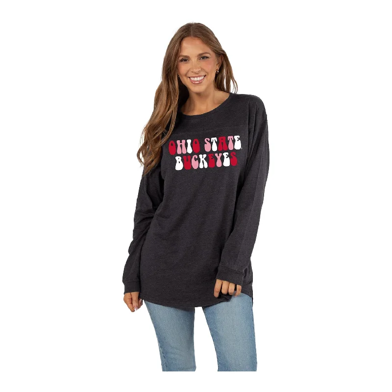 Ladies Ohio State Buckeyes Burnout Long Sleeve Black Tunic