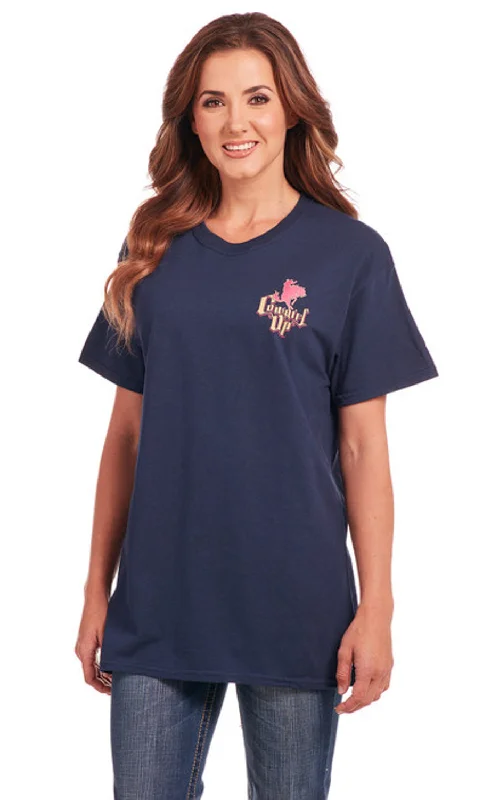 Cowgirl Up Womens Tough Boyfriend Navy 100% Cotton S/S T-Shirt