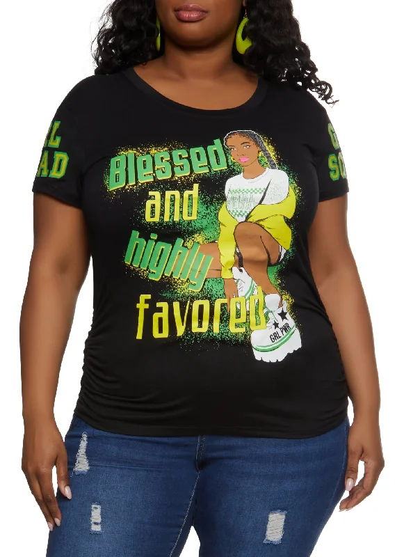 Plus Size Blessed and Highly Favored Graphic Tee