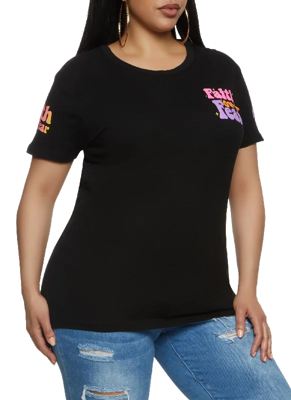 Plus Size Faith Over Fear Graphic T Shirt