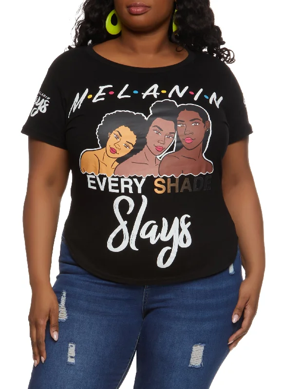 Plus Size Melanin Every Shade Slays Graphic Tee