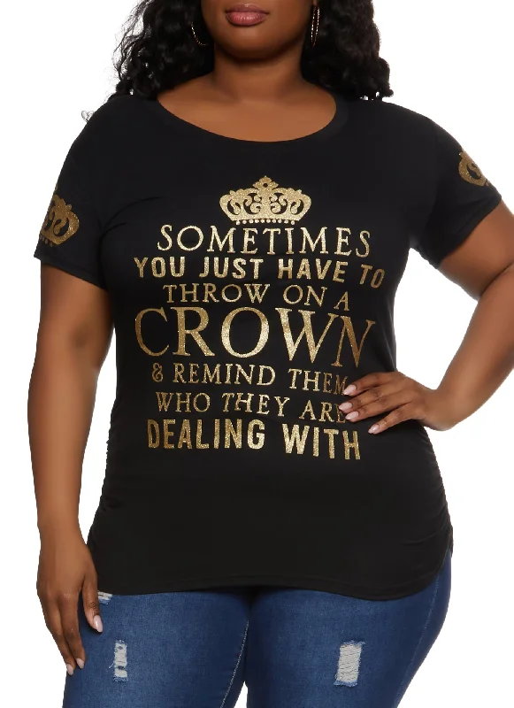 Plus Size Throw On A Crown Graphic Tee