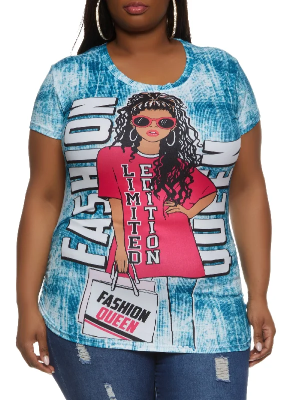 Plus Size Fashion Queen Ruched Graphic Tee