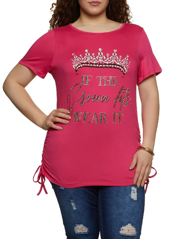 Plus Size If The Crown Fits Wear It Studded Tee