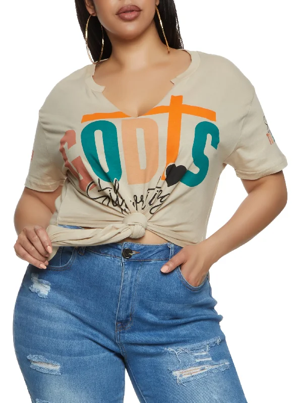 Plus Size God Still Writing Your Story Knot Front Tee