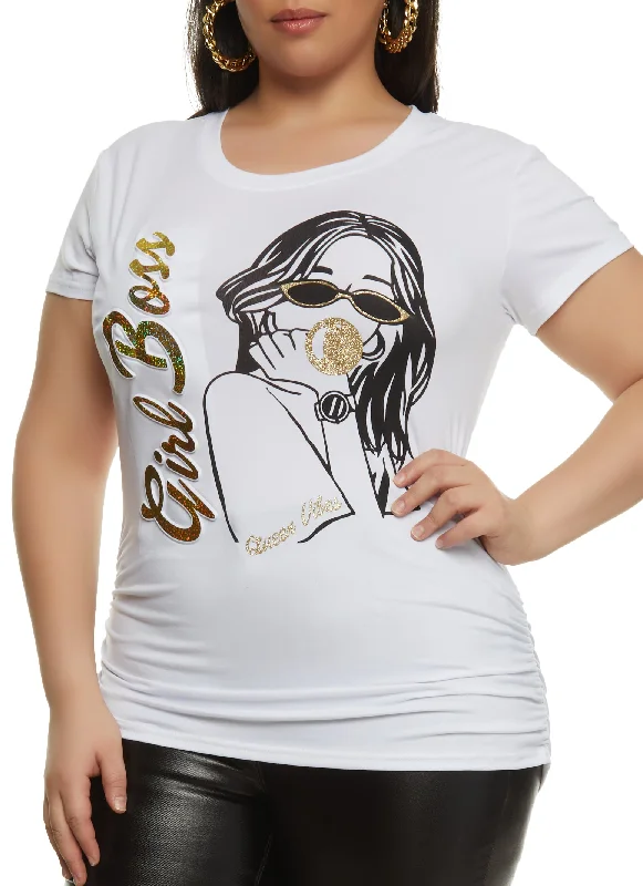 Plus Size Girl Boss Embossed Foil Graphic Tee