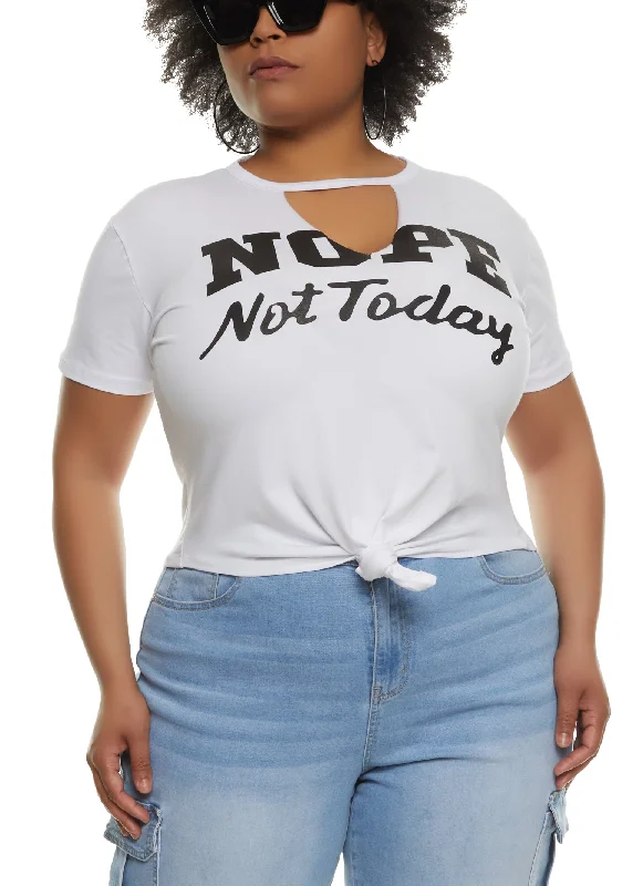 Plus Size Nope Not Today Hanky Hem Graphic Tee