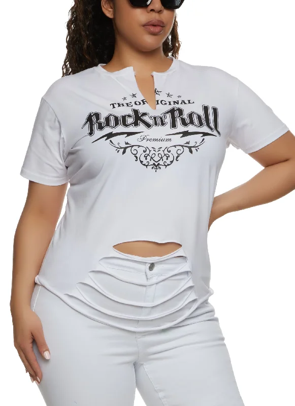 Plus Size Original Rock and Roll Laser Cut Graphic Tee