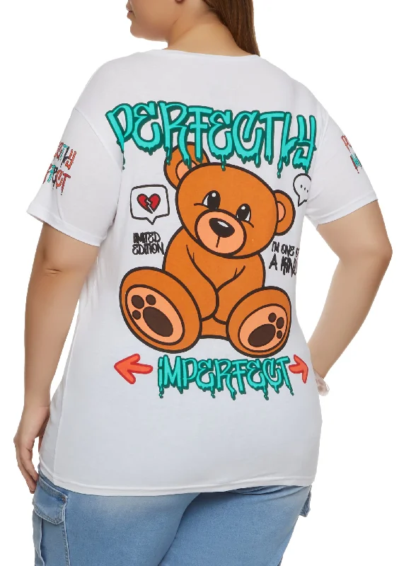 Plus Size Perfectly Imperfect Bear Graphic Tee