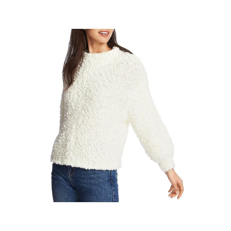 1.STATE Women's Textured Knit Pullover Sweater White