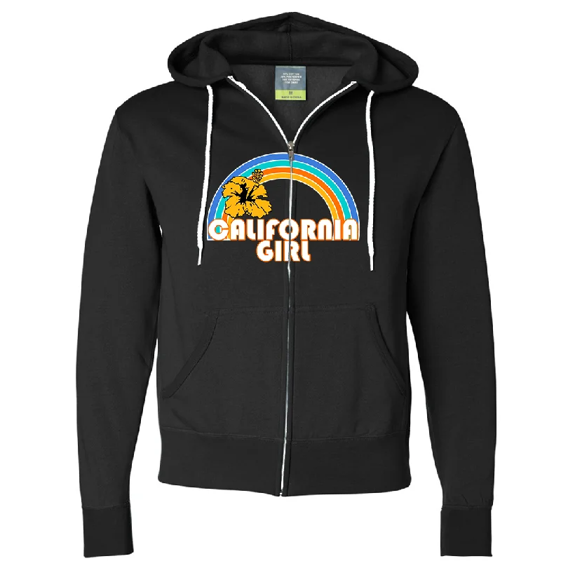 California Girl Rainbow Hibiscus Zip-Up Hoodie