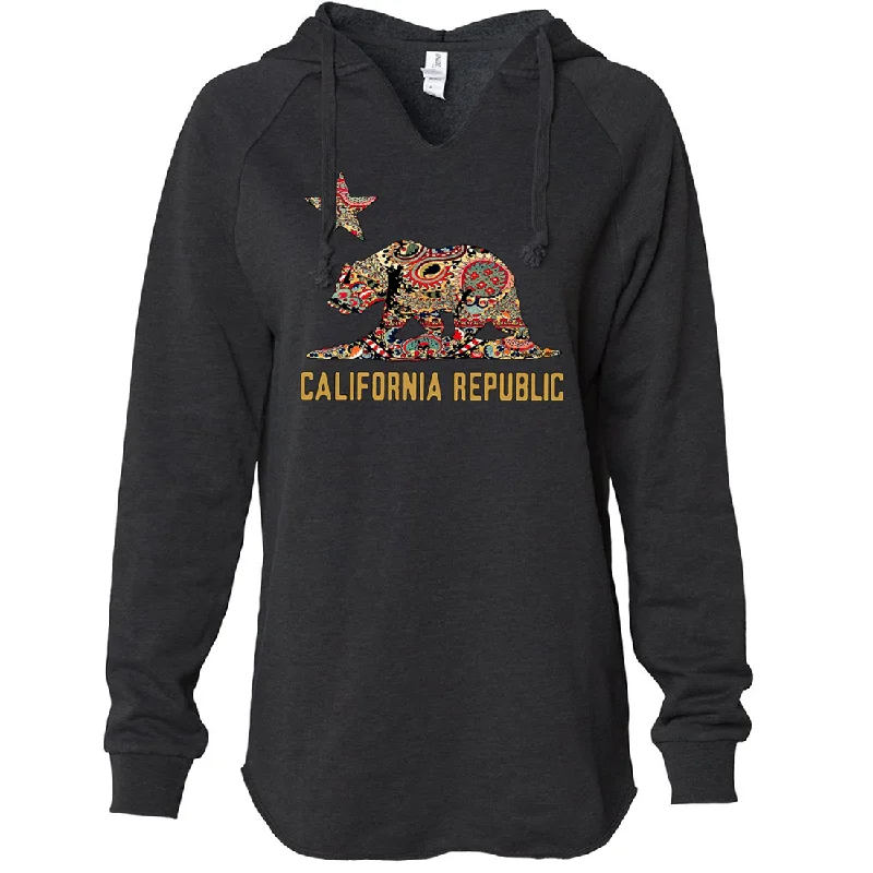 California Republic Paisley Bear Women's Soft Hooded Pullover