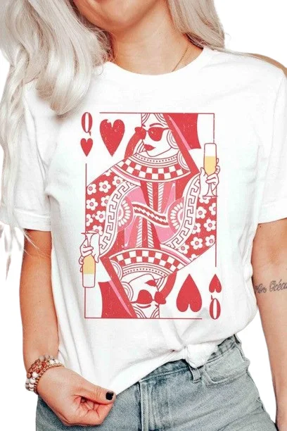 Valentine's Day Champagne Queen Of Hearts Graphic T-Shirt