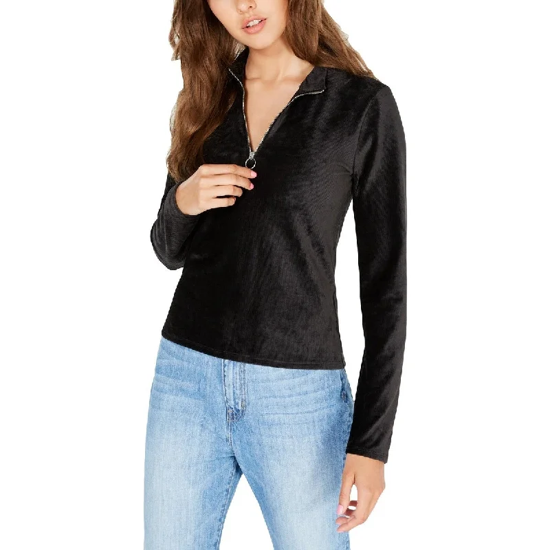 Crave Frame Women's Pullover Top Corduroy Mock Neck Black Size L