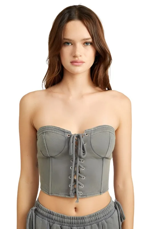 French Terry Strapless Bustier Top