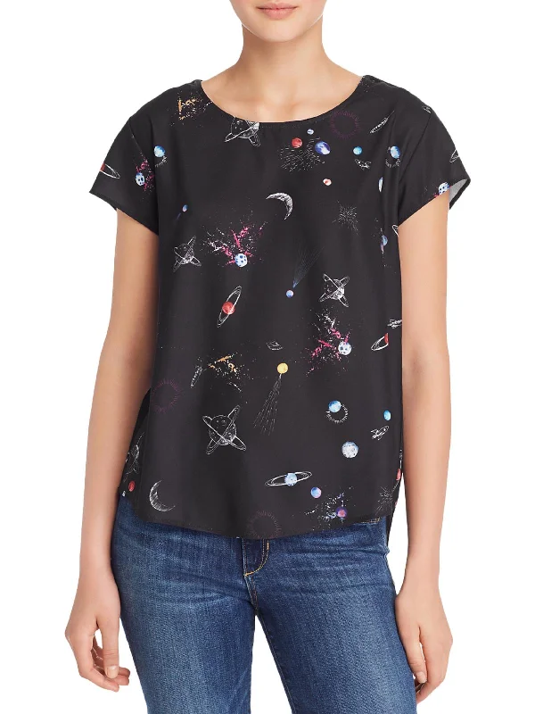 Galaxy Womens Printed Graphic Pullover Top