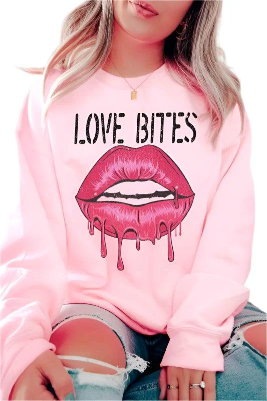 Valentine's Day Love Bites Lips Graphic Sweatshirt