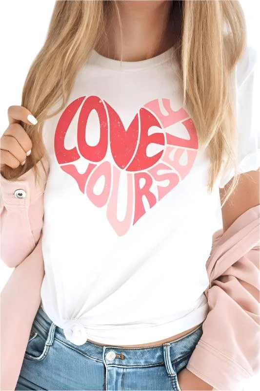 Valentine's Day Love Yourself Heart Graphic T-Shirt