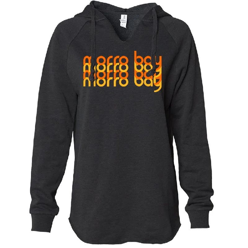 Morro Bay Sunset Stack Women's Soft Hooded Pullover