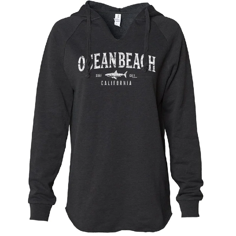 Ocean Beach California Women's Soft Hooded Pullover