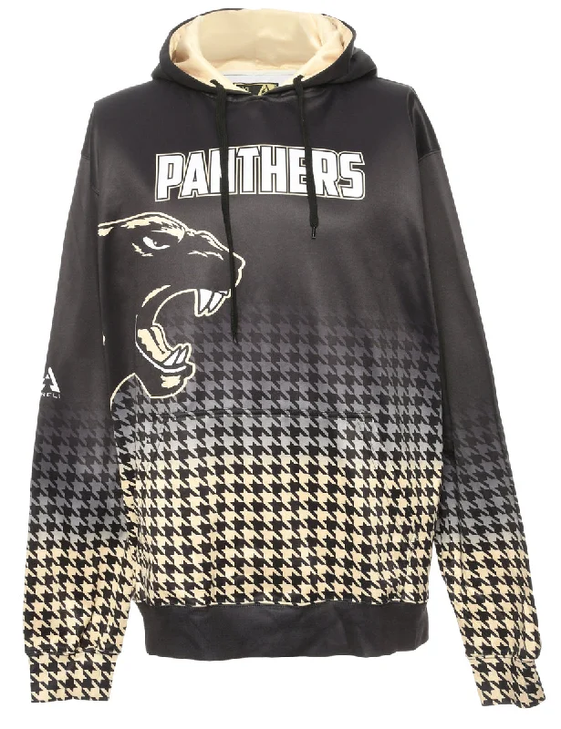 Panther Black & Cream Dogtooth Hooded Sports Sweatshirt - S