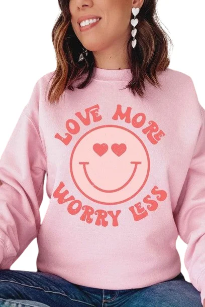 Valentine's Day Plus Size - Love More Worry Less Happy Face