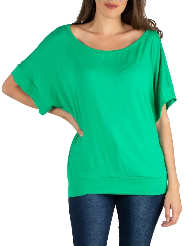 Plus Womens Solid Banded Pullover Top