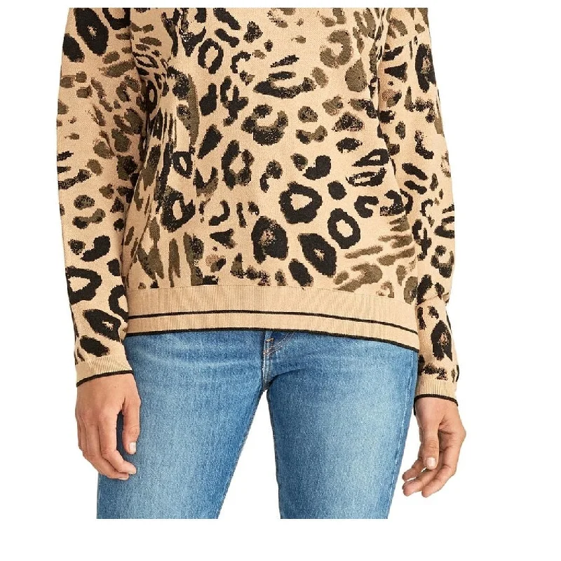 Rachel Roy Women's Sweater Animal Print Pullover Brown Size X-Small