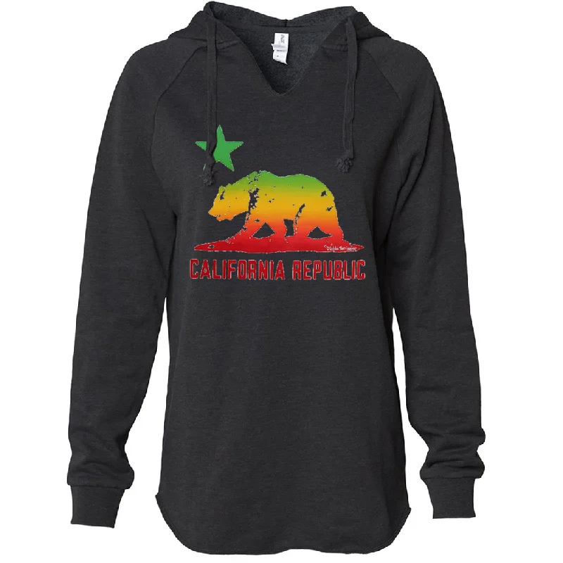 Rasta Bear Flag Silhouette Women's Soft Hooded Pullover